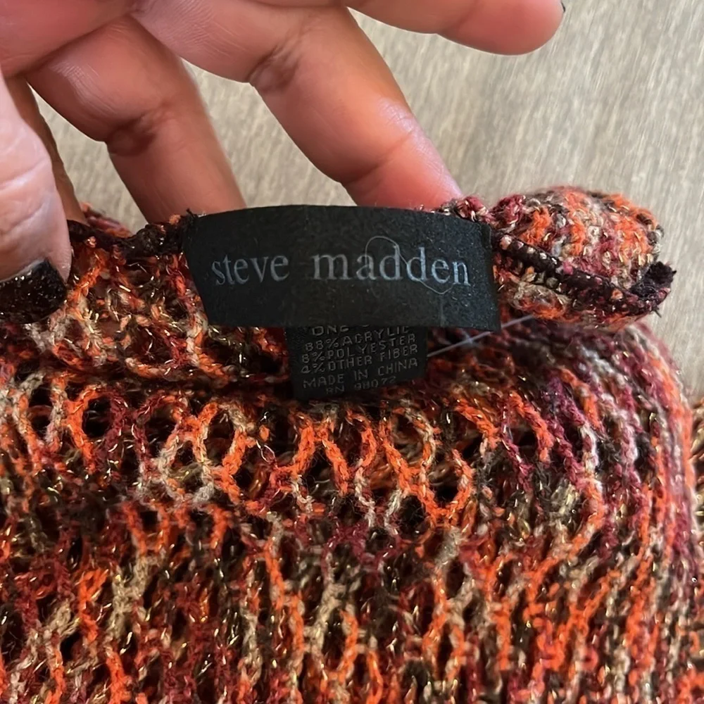 Steve Madden Infinity Fall MultiColor Knit Scarf Shades Of Orange / Green/Gold